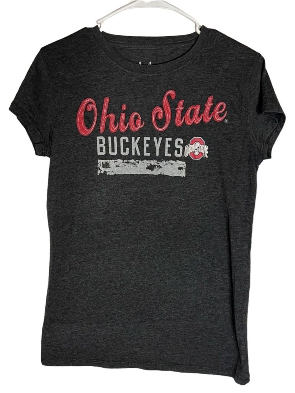 Ohio State Buckeyes Womens T-Shirt L J. America Gray Red Short Sleeve - Picture 4 of 6